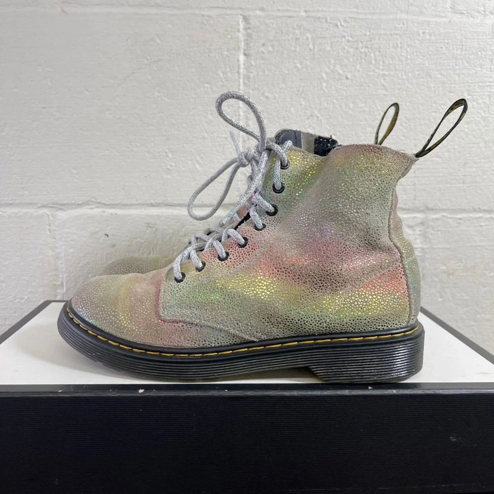Dr.‎ Martens 1460 Pascal Rainbow Glitter Sparkle Boots Lace up Kids Girls 5 US